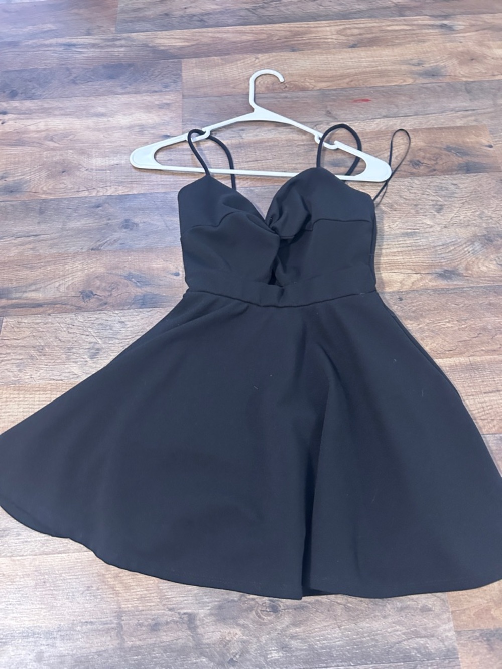 Windsor Black Spaghetti-Strap Fit & Flare Mini Dress